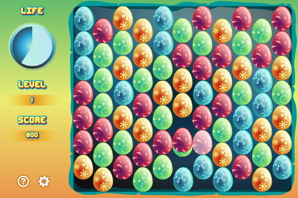 Line up the eggs four by four to destroy them